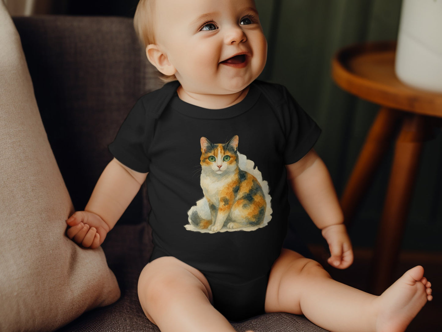 Adorable Calico Cat Print Baby Bodysuit product type