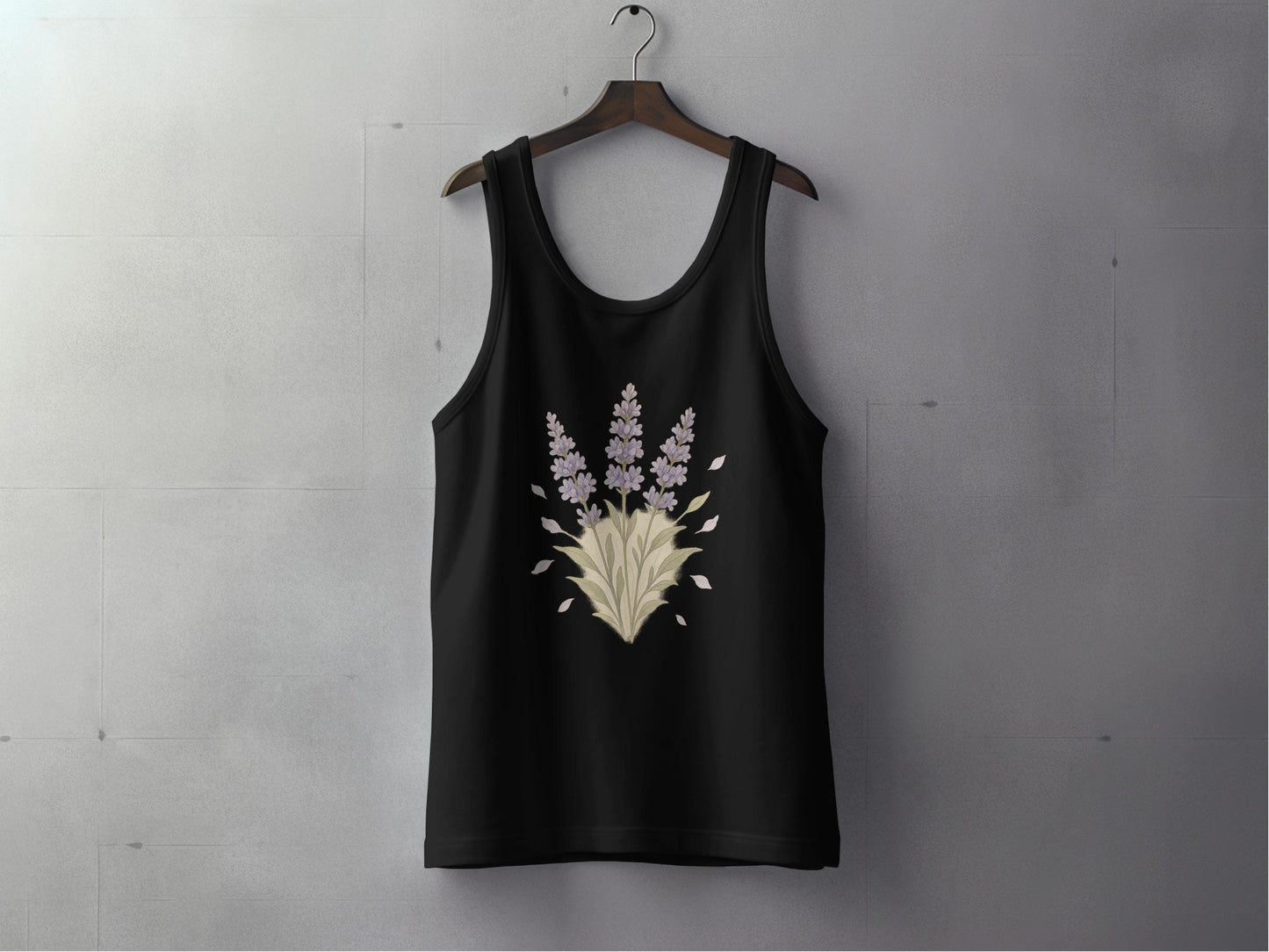 Floral graphic design black fitness tank top product type
