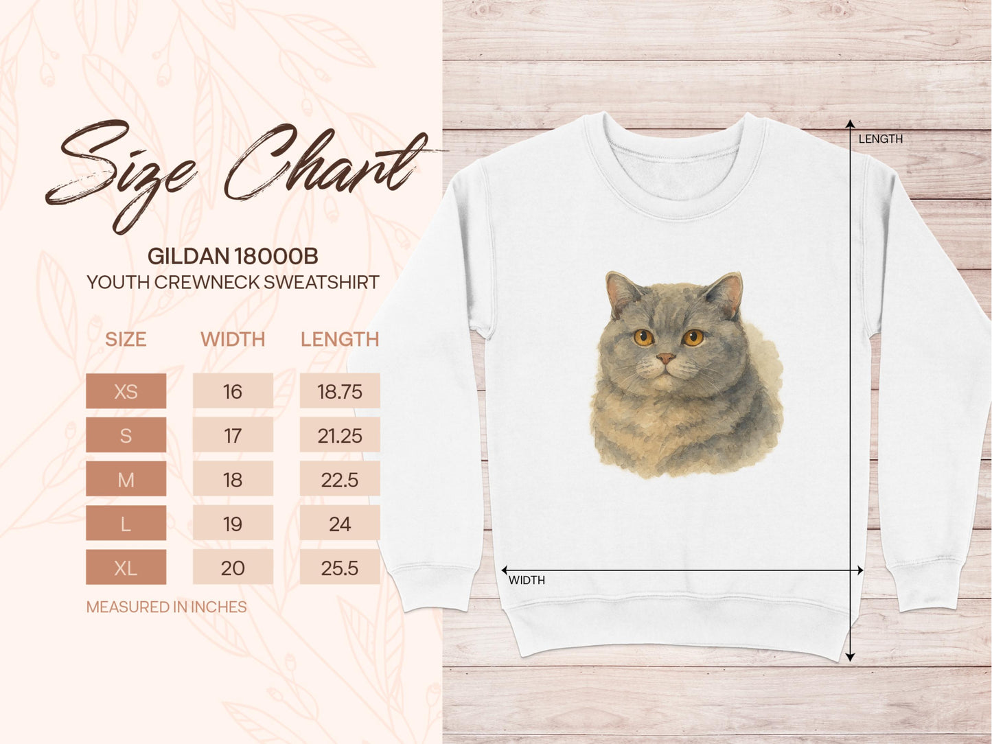 Adorable Cat Print Youth Crewneck Sweatshirt product