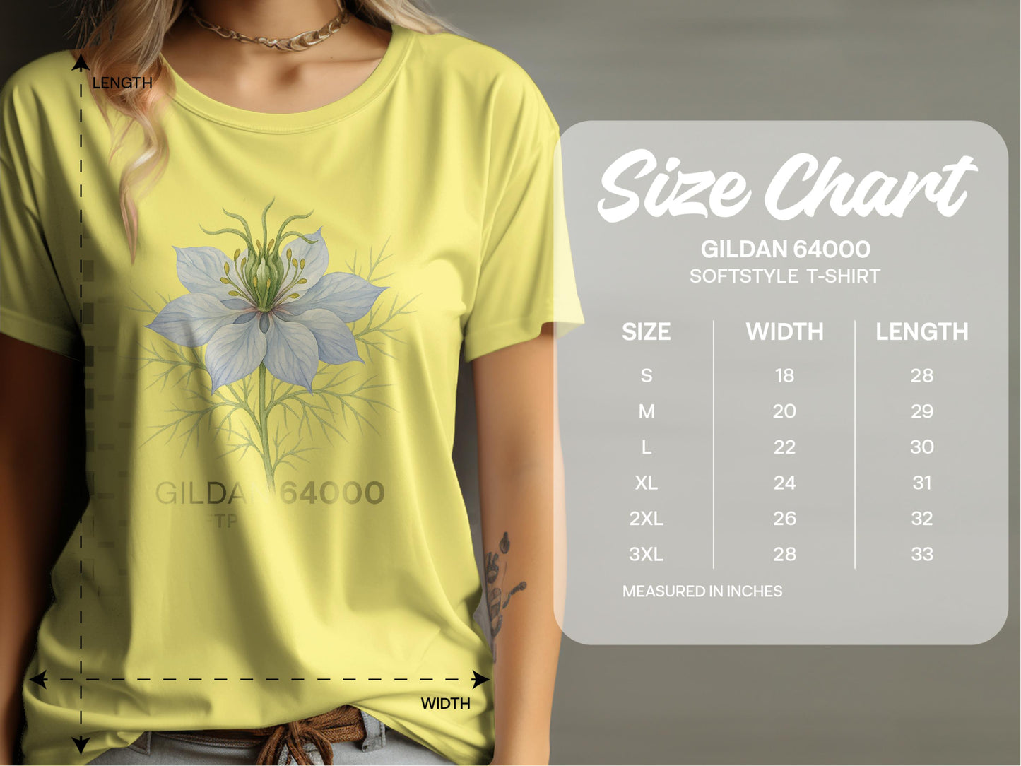 Gildan 64000 Softstyle T-Shirt Size Chart Product Type