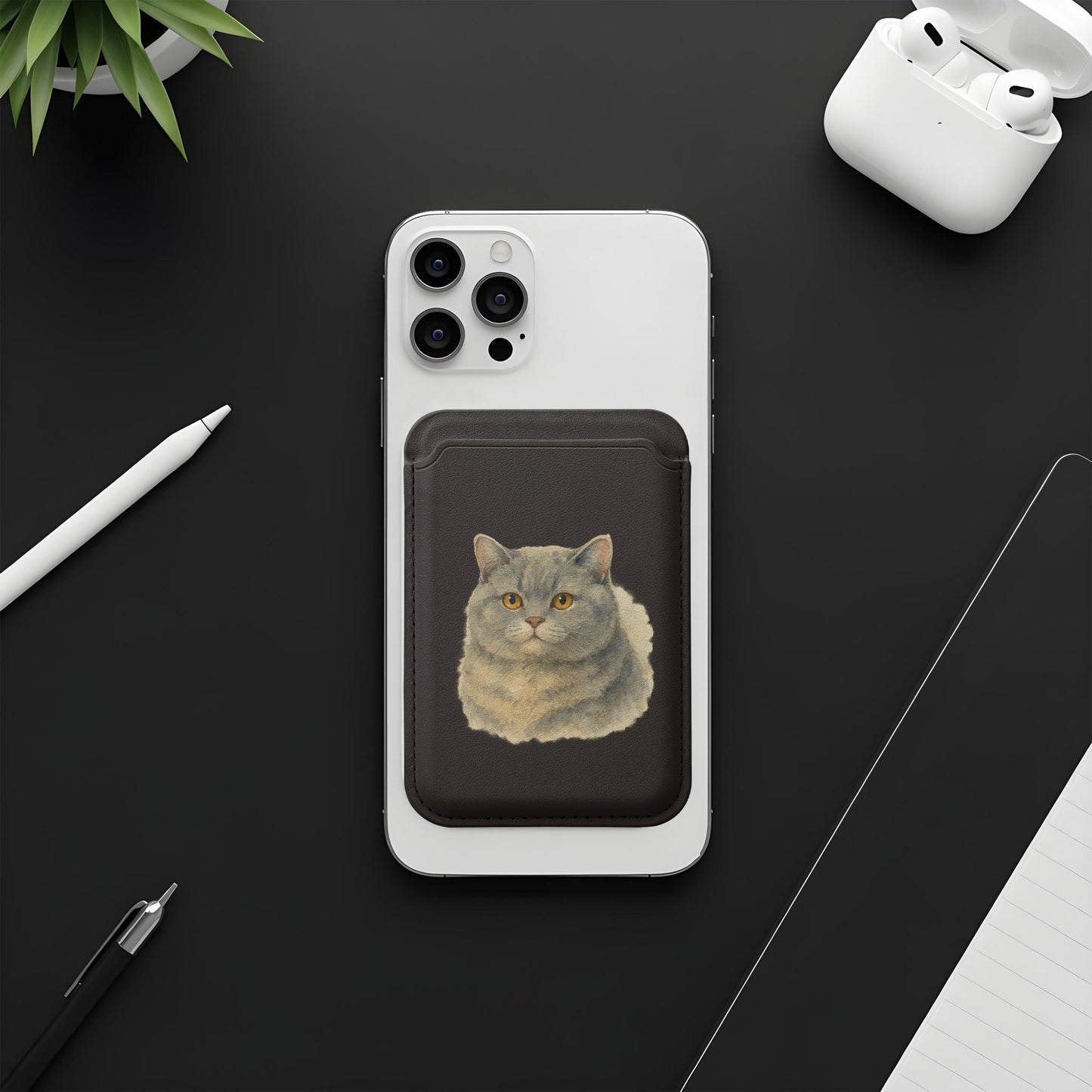 Cute Grey Cat Design Wallet Phone Case Product