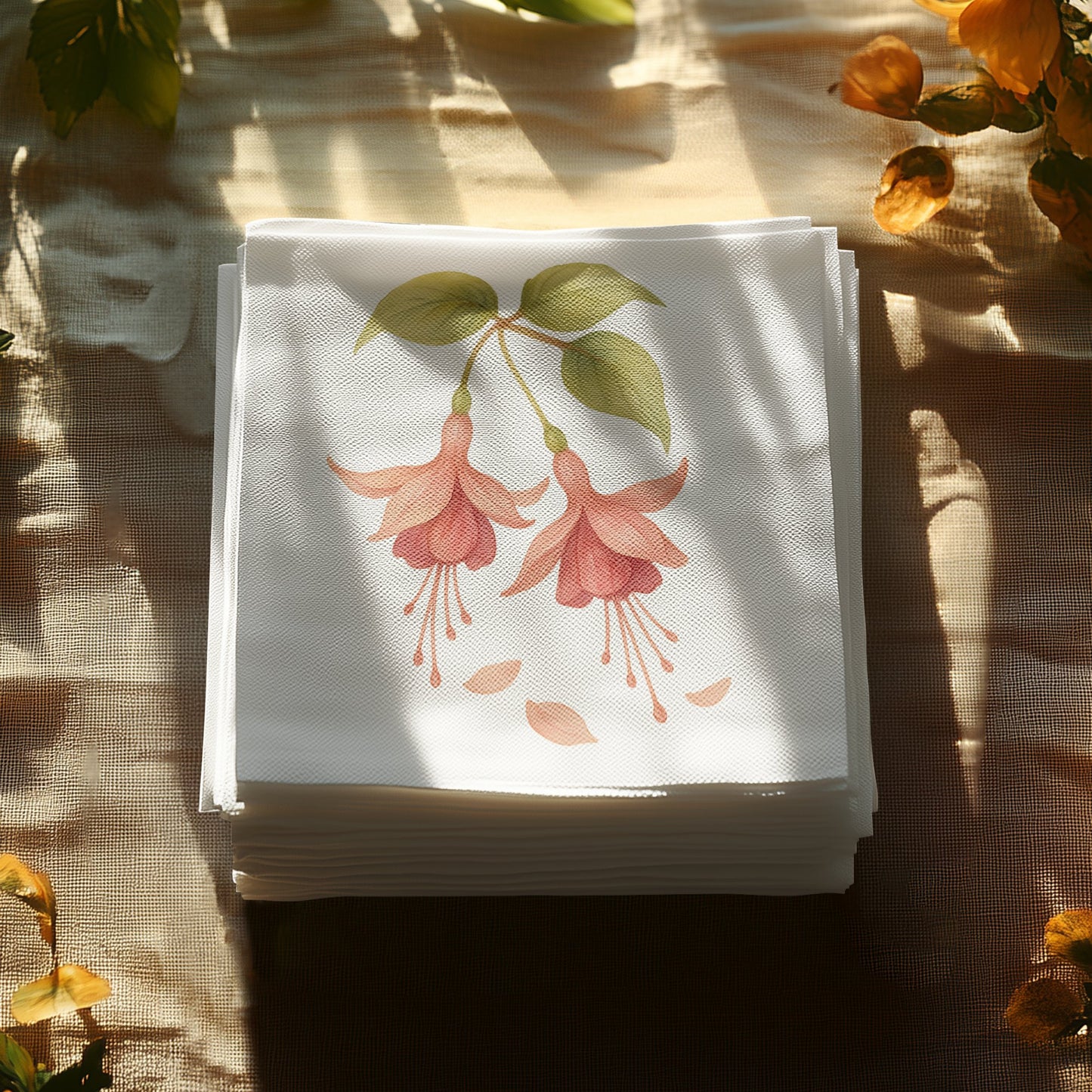 Elegant Floral Design Napkin Set Home Product