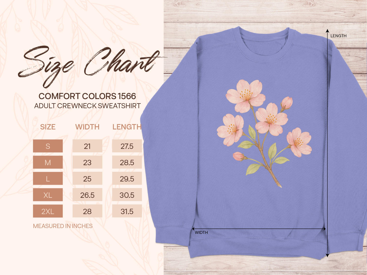 Beautiful Floral Print Adult Crewneck Sweatshirt product