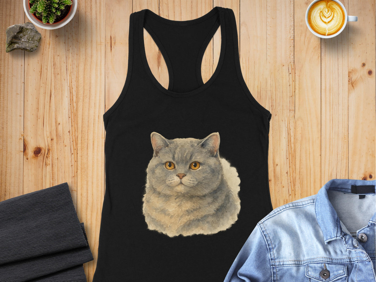 Cute Gray Cat Face Tank Top Casual Wear Product
