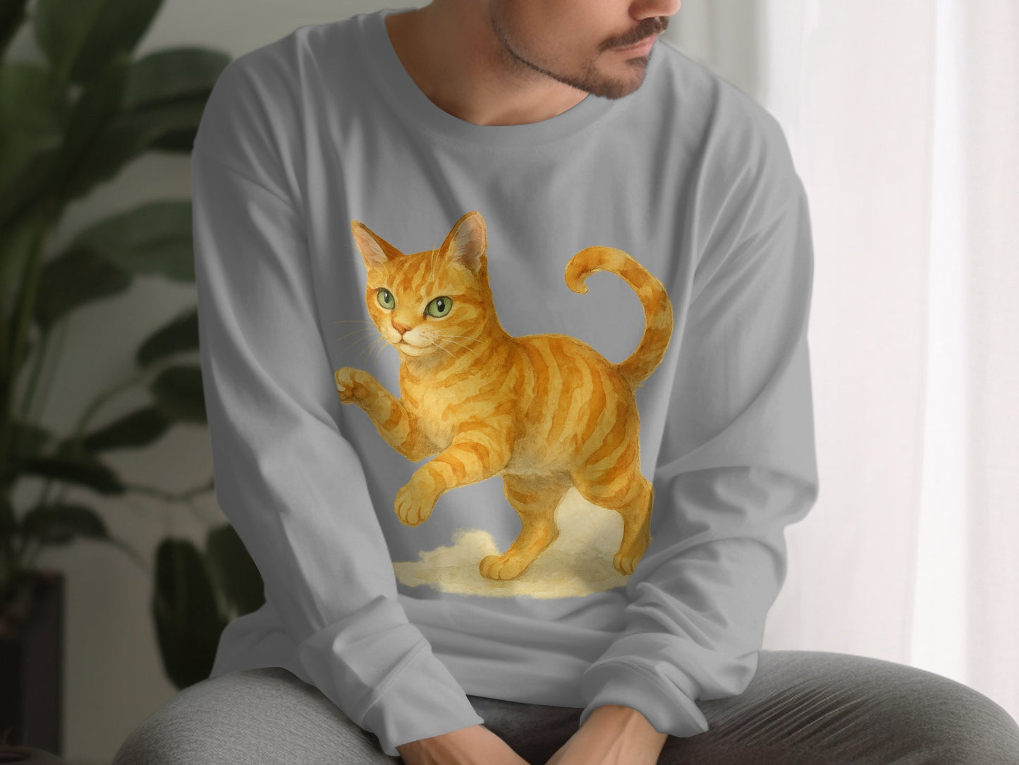 Charming Cat Graphic Long Sleeve Shirt product