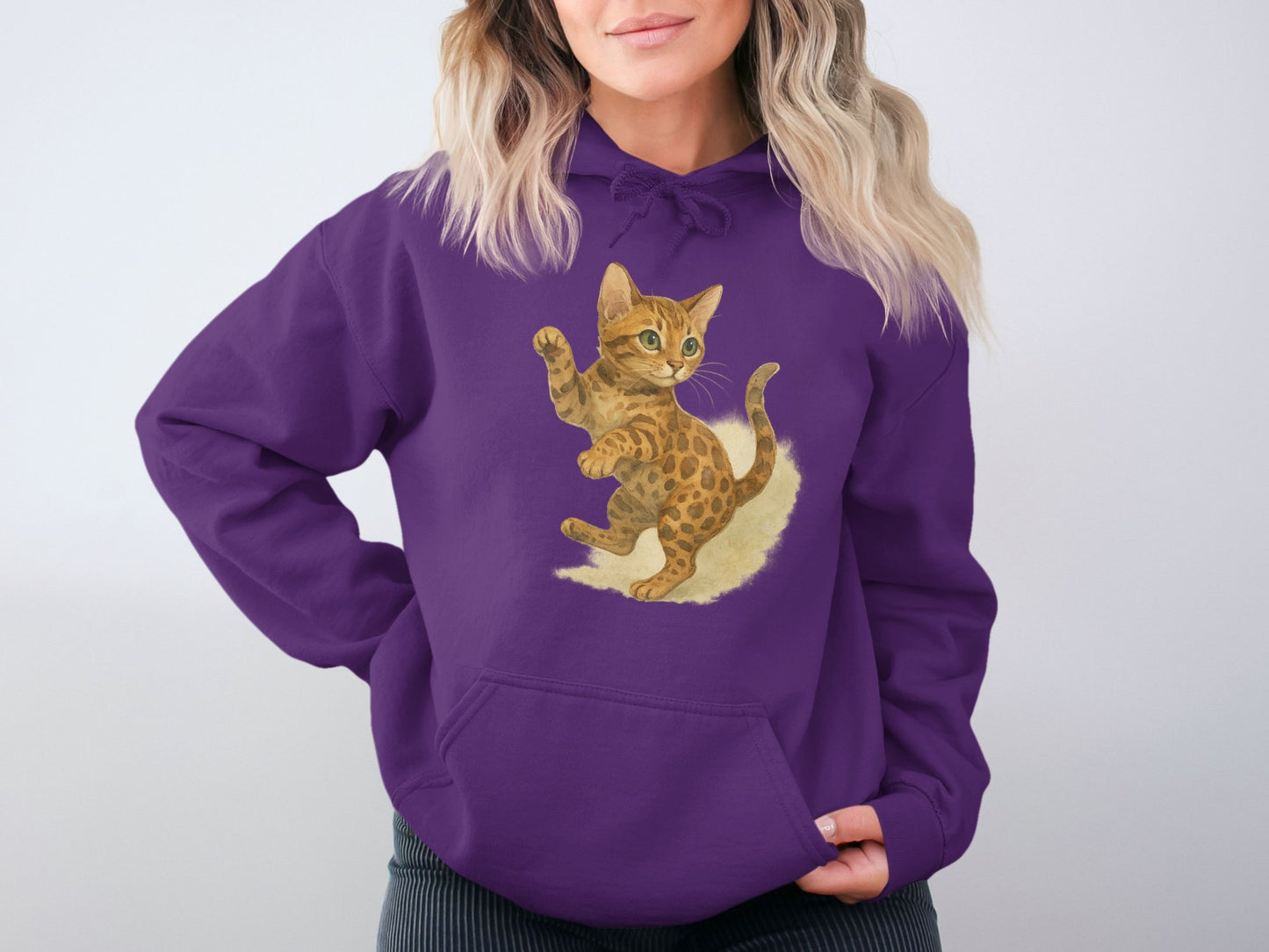 Adorable Playful Cat Graphic Hoodie Hooded product