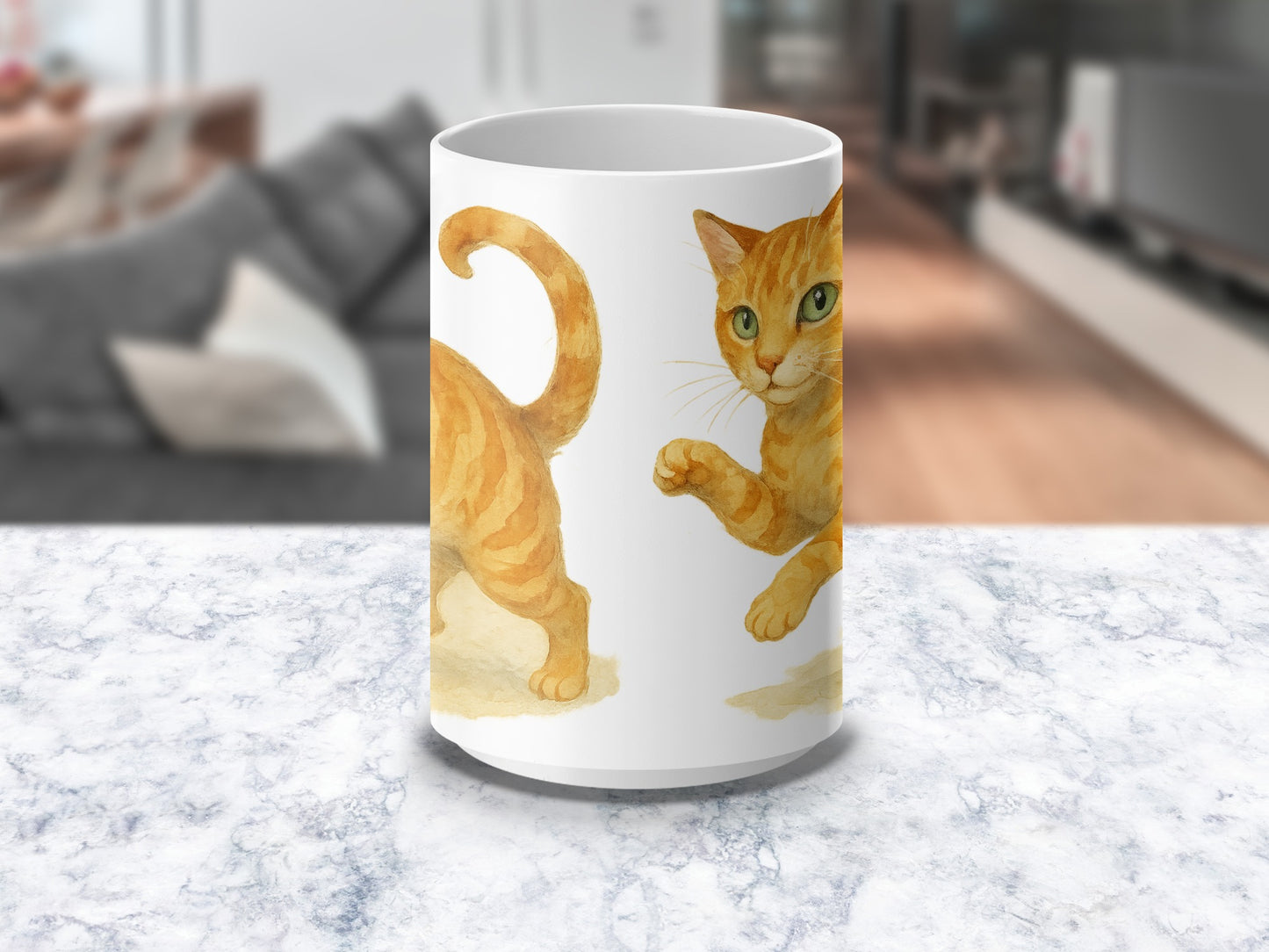 Cute Orange Cats Playful Design White Mug product type