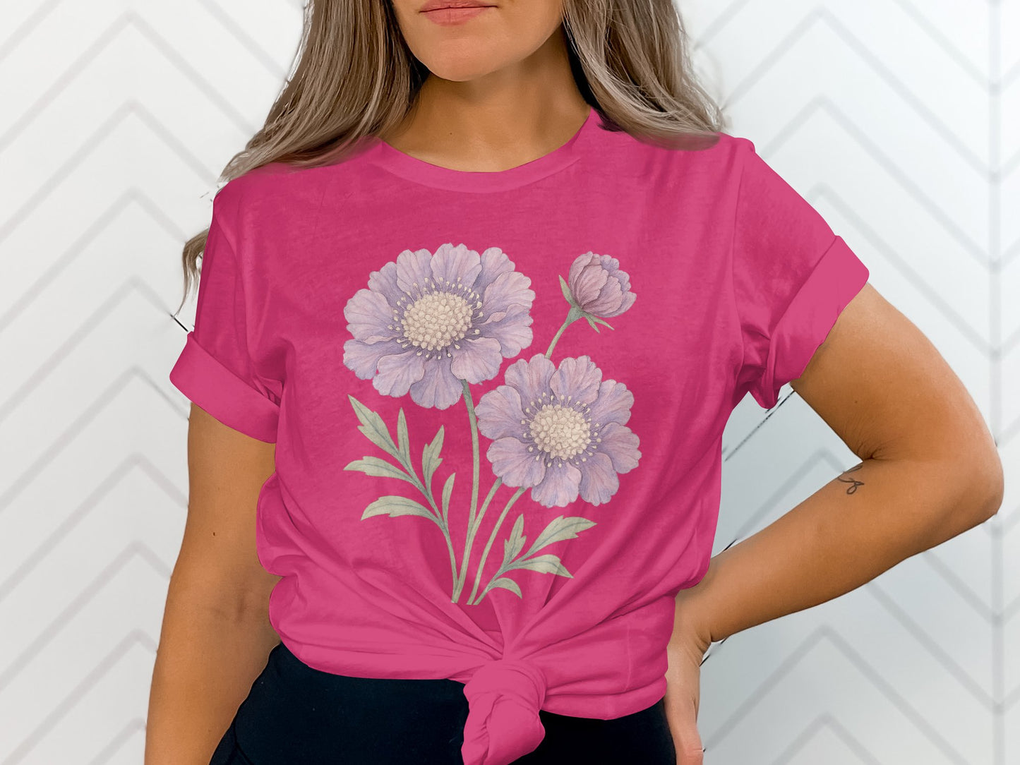Beautiful Pink T-Shirt with Floral Design Product