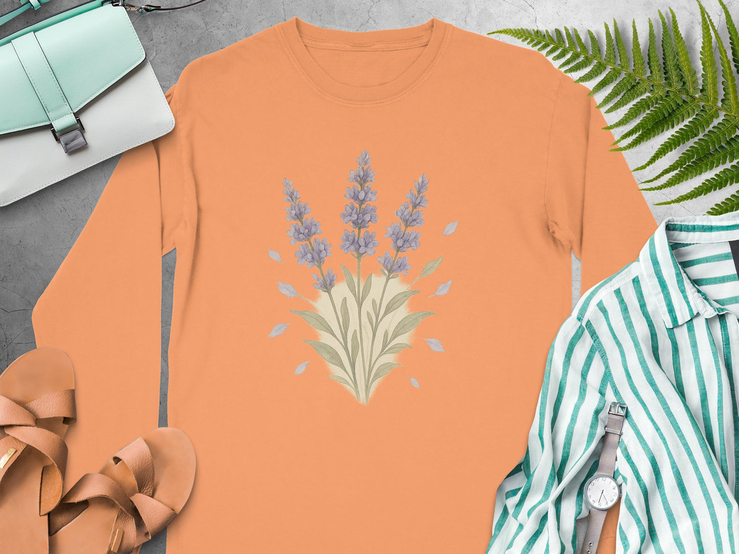 Elegant Floral Design on Peach Colored Shirt product