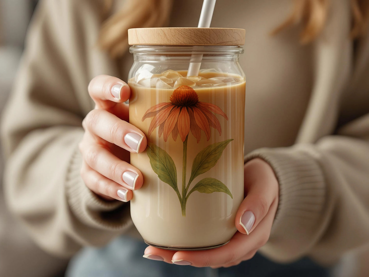 Beautiful Floral Design Tumbler With Lid product type