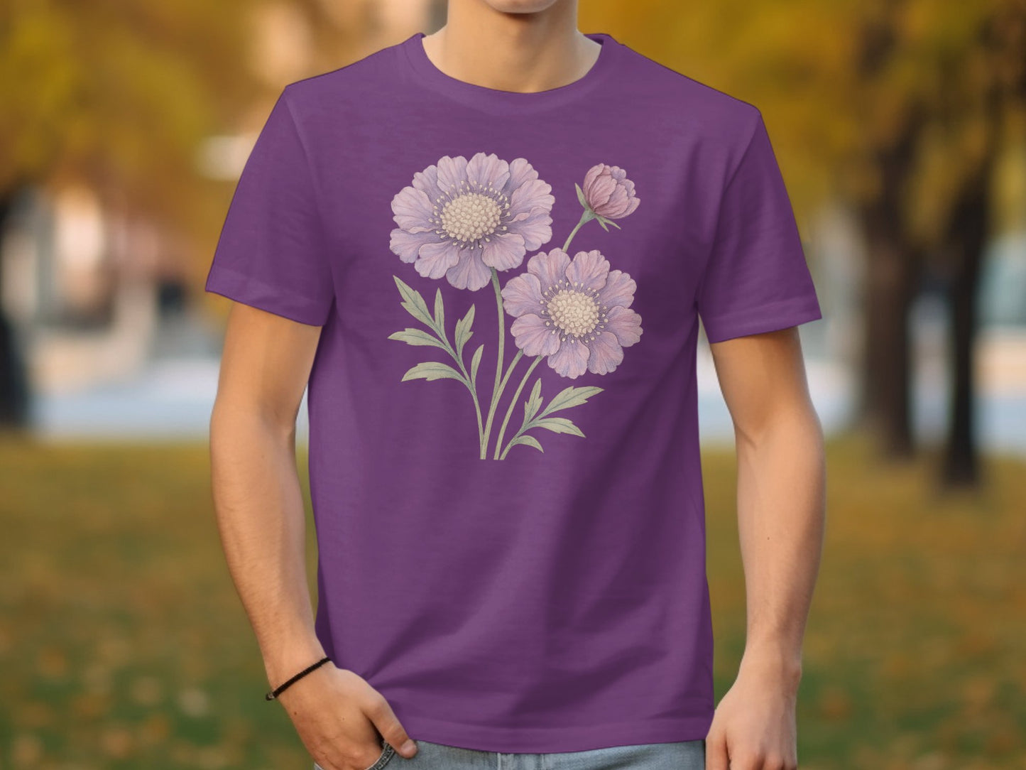 Purple T-shirt with Illustrated Floral Design product type