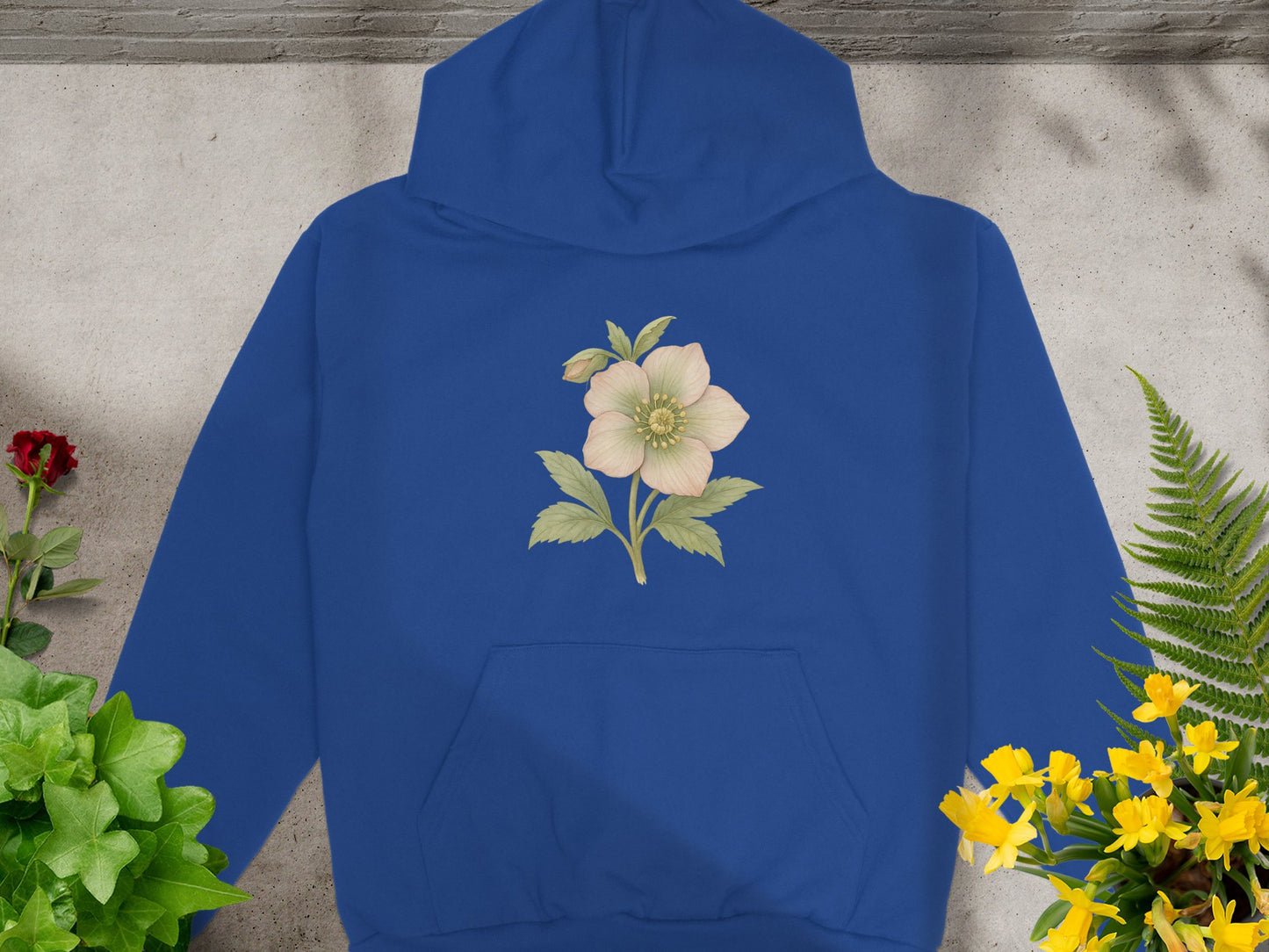 Blue Hoodie with Delicate Floral Design product type