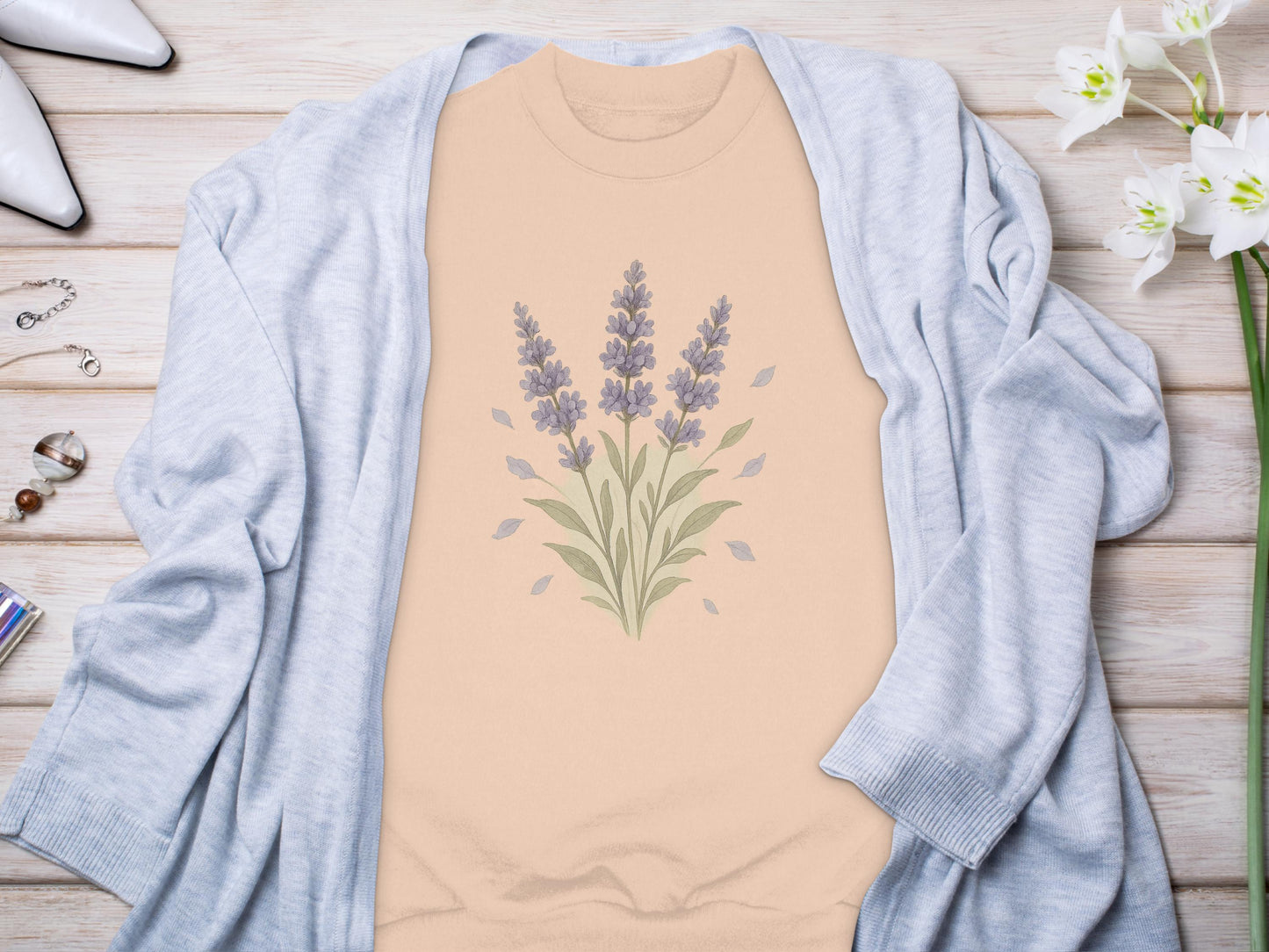 Floral Lavender Design Cozy Sweatshirt product type