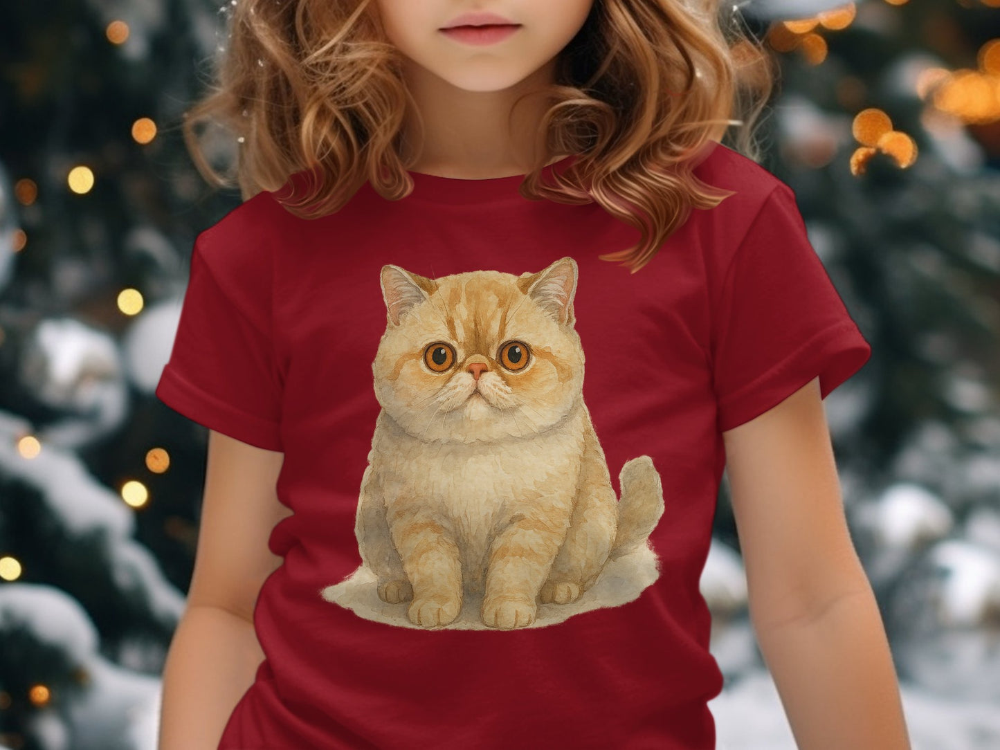 Adorable Cat Illustration Red Graphic T-shirt product