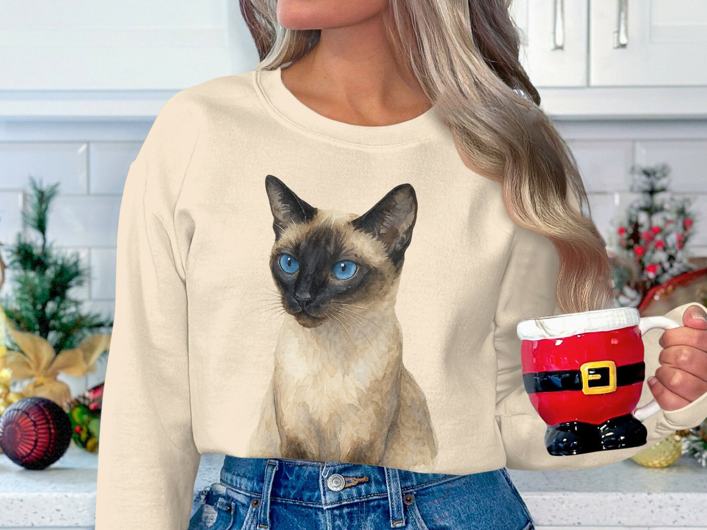 Siamese Cat Design Women's Long Sleeve Sweatshirt product