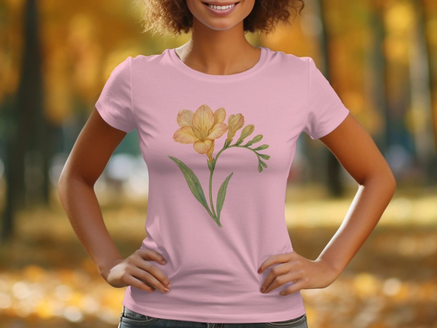 Watercolor flower illustration t-shirt, floral design tee, botanical print top, cute casual shirt, spring summer clothing
