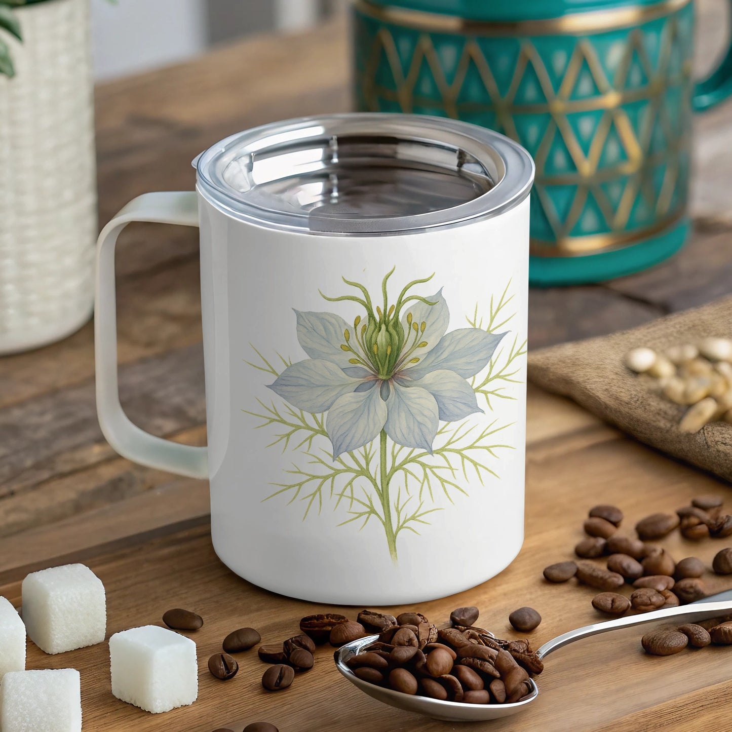 Elegant Floral Mug with Steel Interior Coffee product