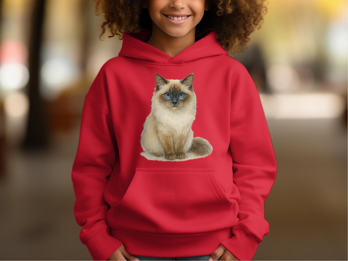 Cute Cat Graphic Design on Youth Hoodie product