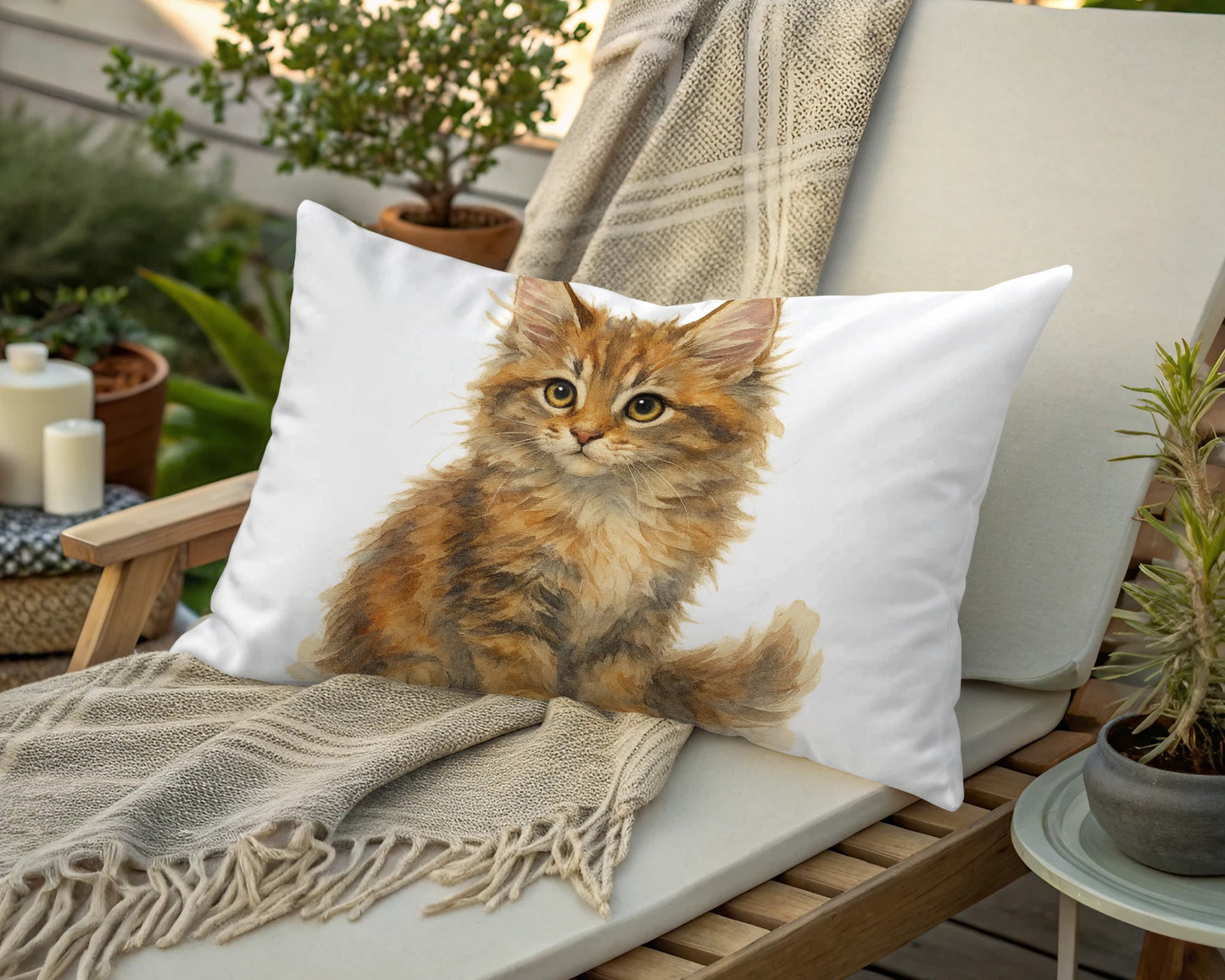 Adorable Fluffy Kitten Decorative Throw Pillow product