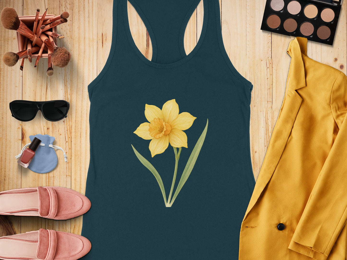 Elegant Floral Design on Racerback Tank Top product type