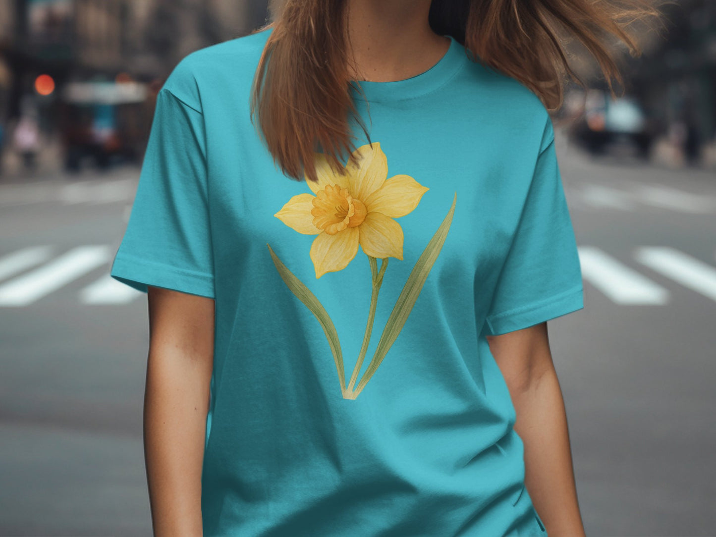 Vibrant Blue Tee with Yellow Flower Print Shirt product type