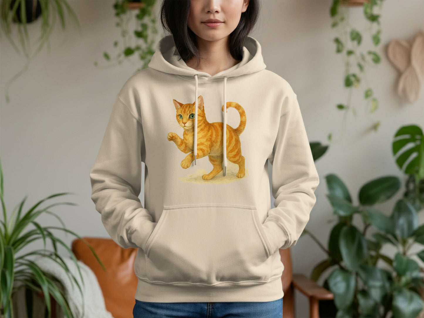 Playful Ginger Cat Hoodie Perfect Casual Wear Product