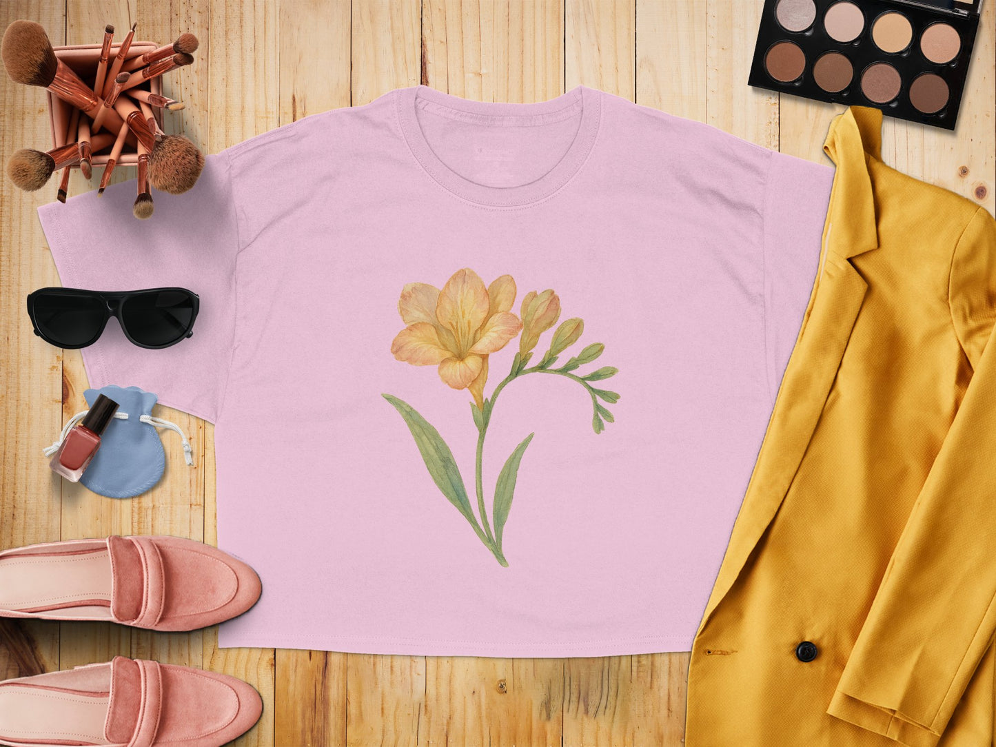 Floral Artistic Design Pink Loose Fit Tee Shirt product type