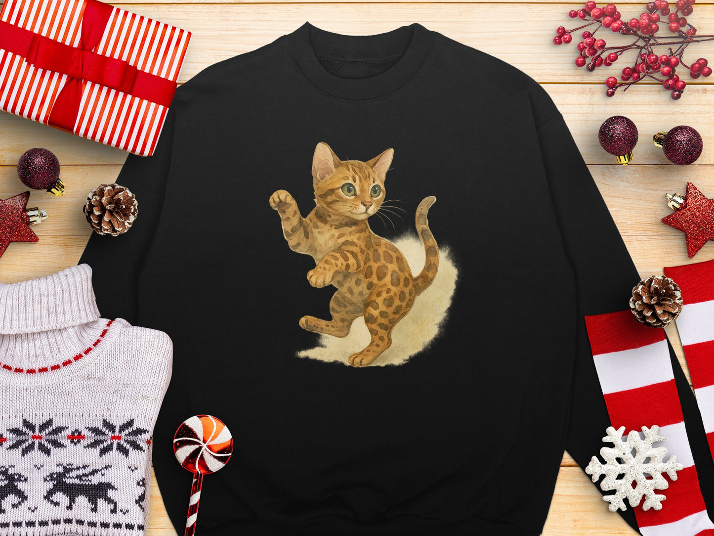 Adorable Kitten Printed Black Sweatshirt product