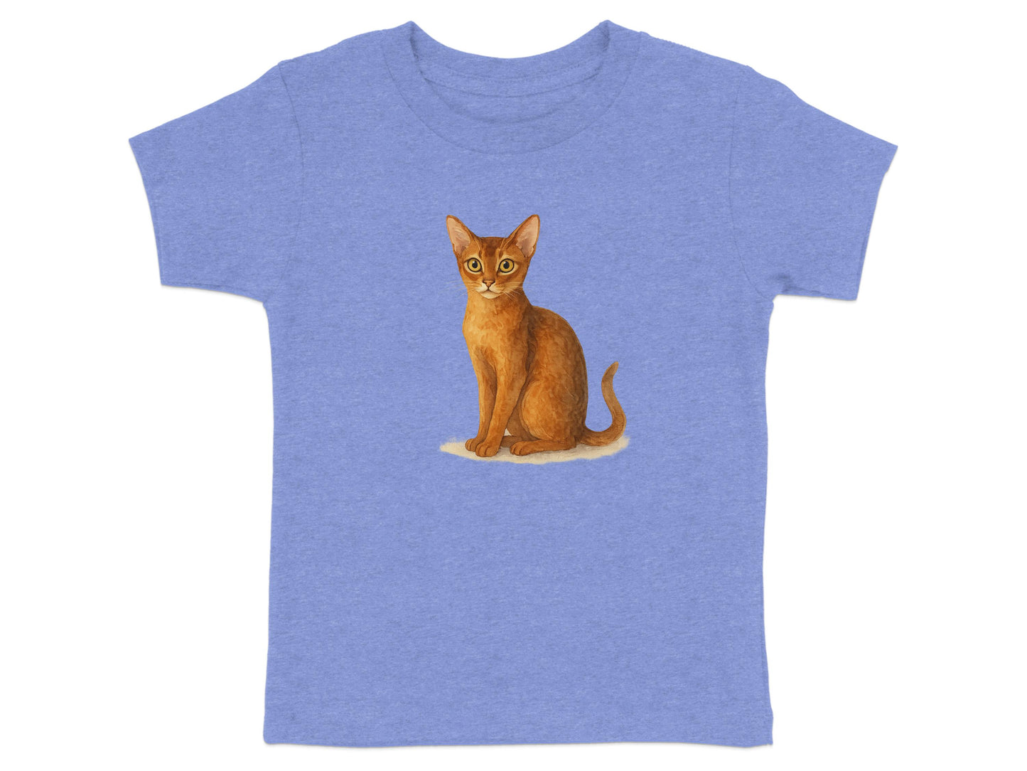 Cute Cat Illustration on Youth Blue T-shirt product type