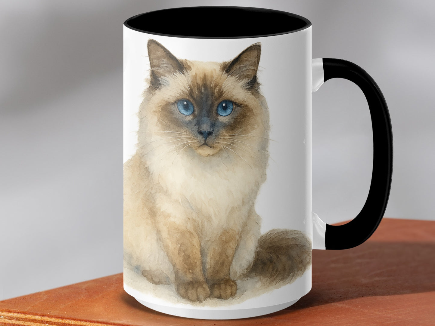 Beautiful Blue-eyed Siamese Cat on White Mug product type