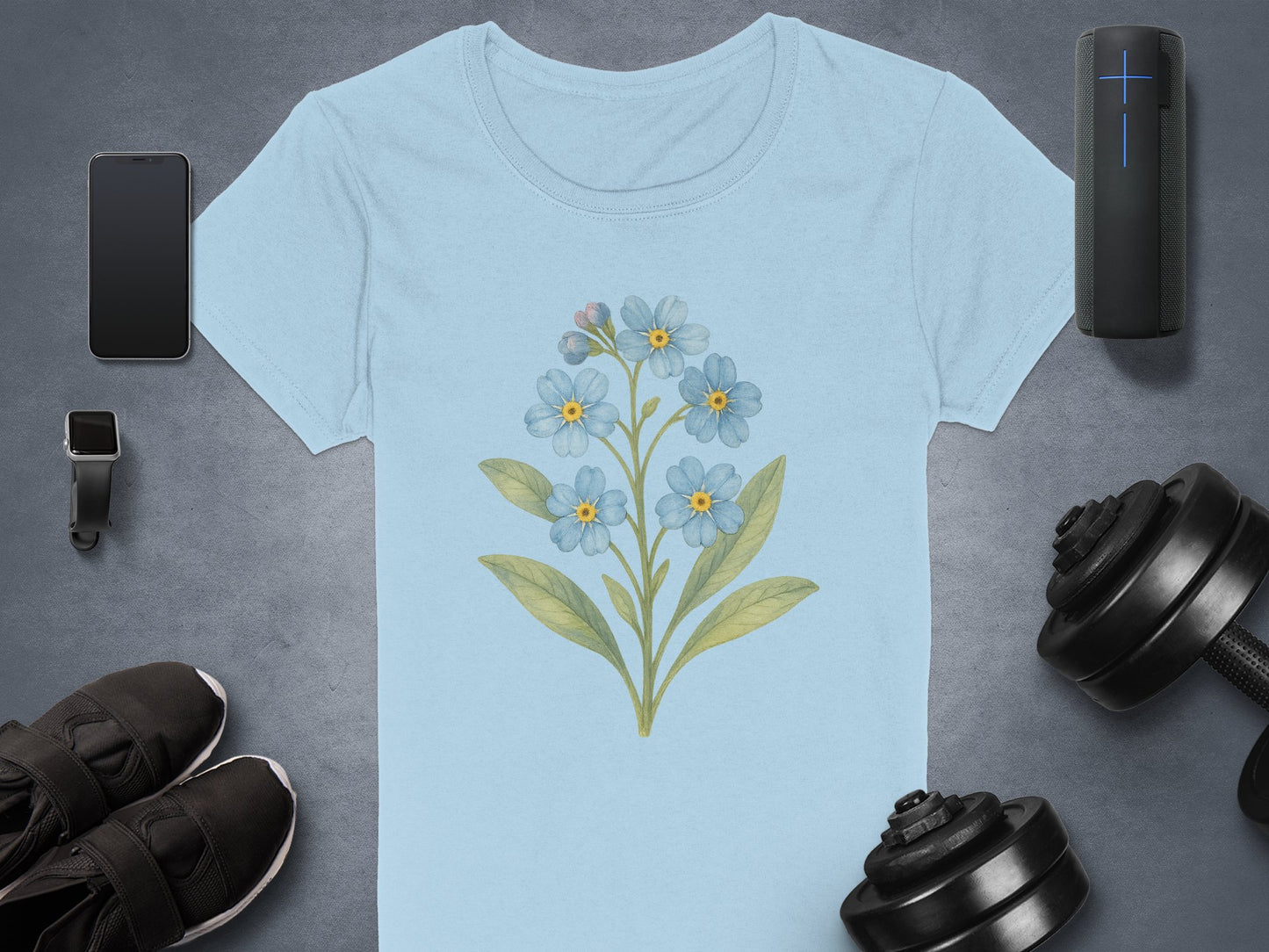 Beautiful Light Blue Floral Design T-shirt product type