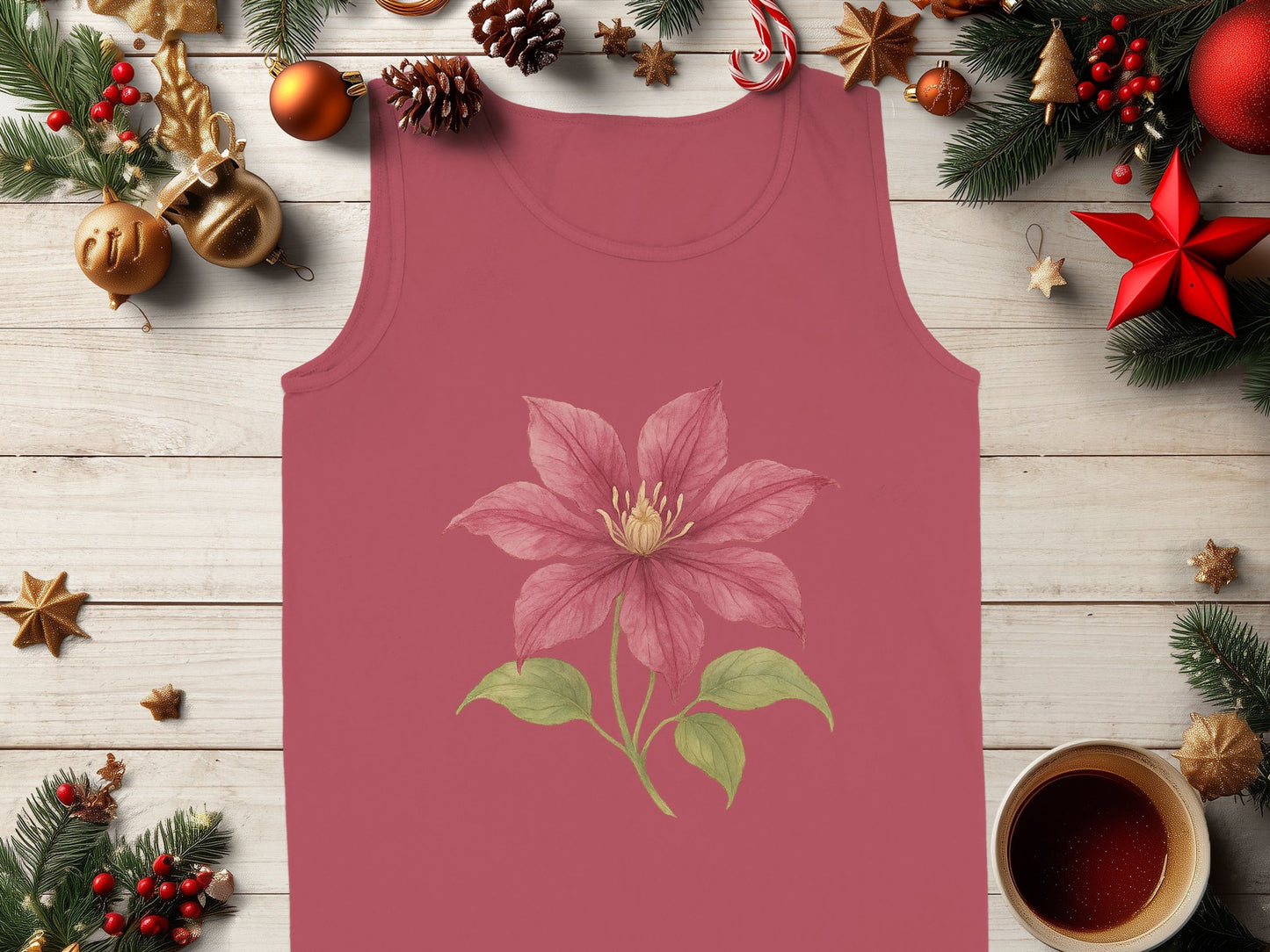 Festive Holiday Floral Tank Top Unique Product Type