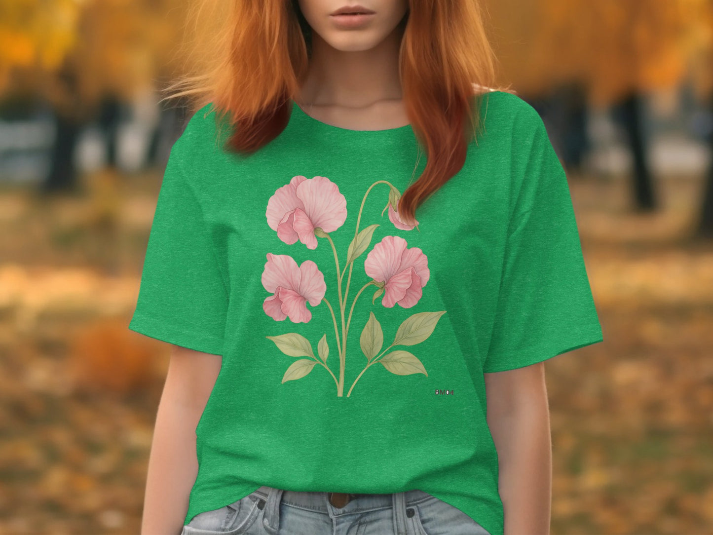 Beautiful Green T-Shirt With Floral Design product