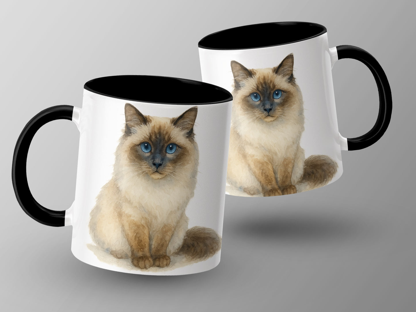 Adorable Ragdoll Cat Design with Black Handle Mug product type