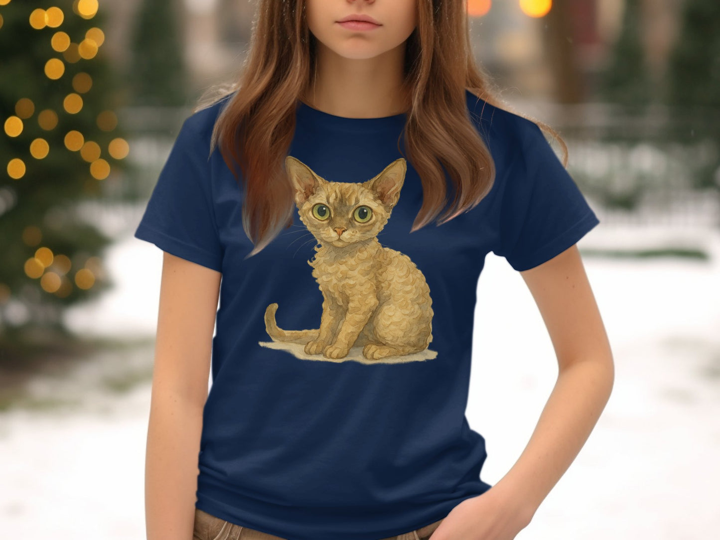 Cute Kitten Illustration on Blue Shirt product type