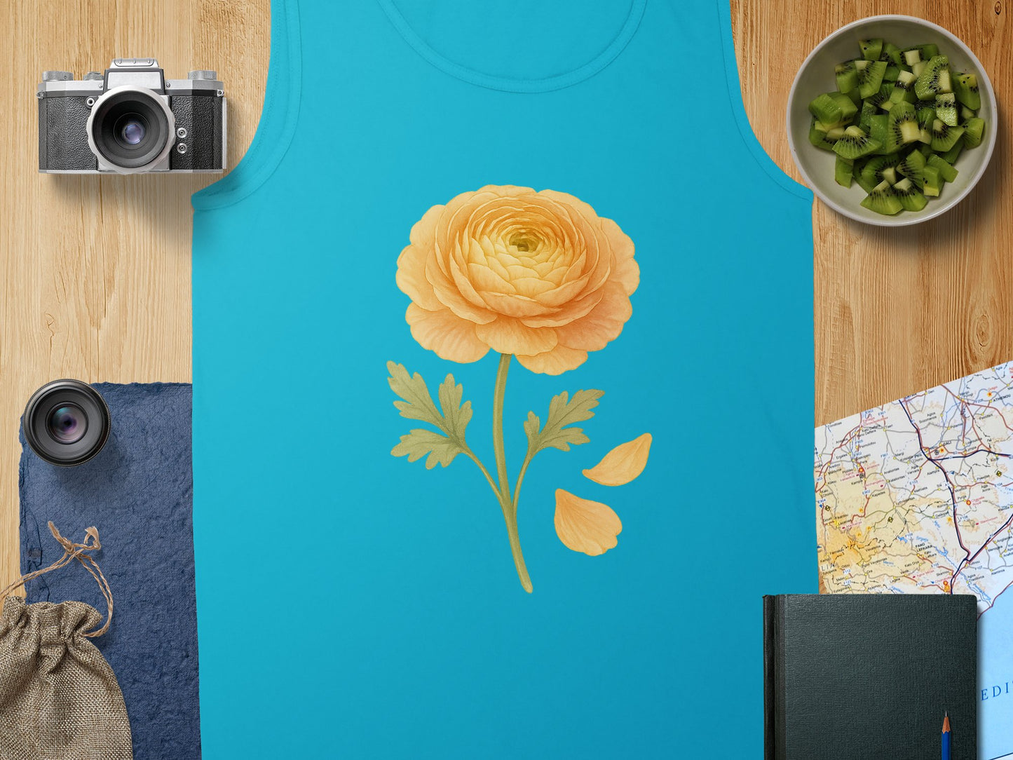 Vibrant Floral Design on Turquoise Tank Top product