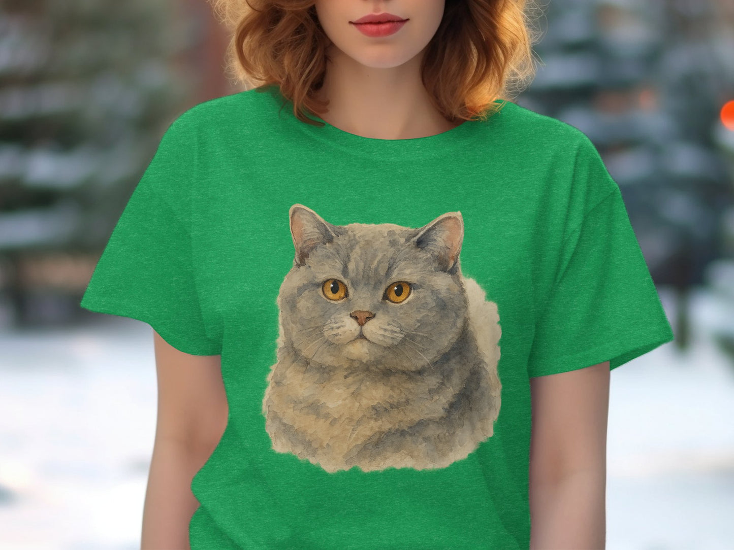 Vibrant Green Shirt Featuring Adorable Cat Print product type
