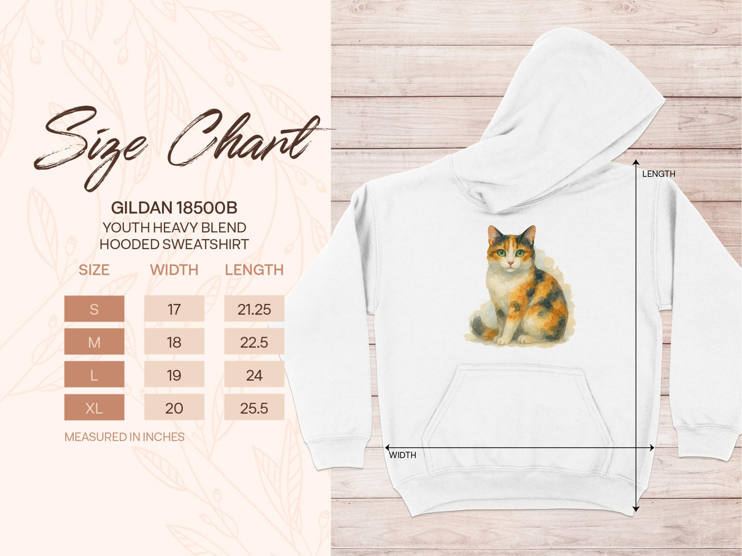 Calico Cat Design Youth Hooded Sweatshirt product type