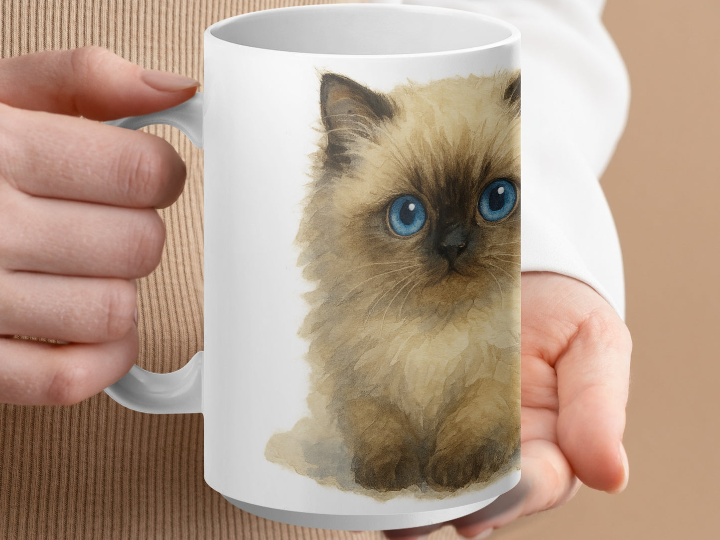 Cute Blue-Eyed Himalayan Kitten Coffee Mug product type