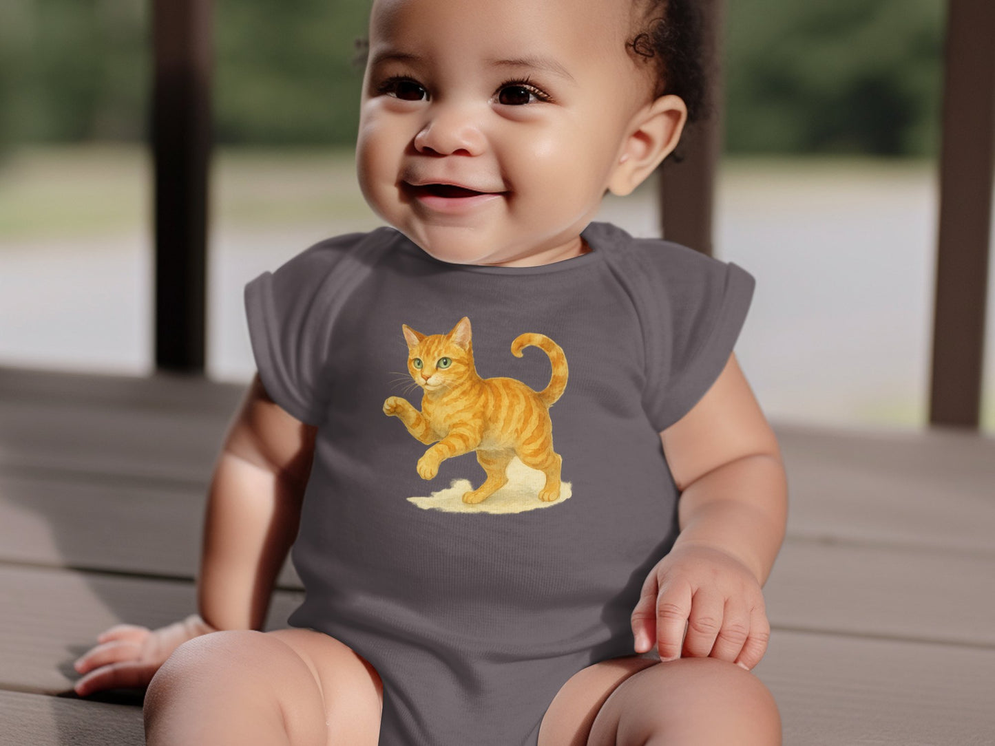 Adorable Baby Onesie With Cute Cat Design product type