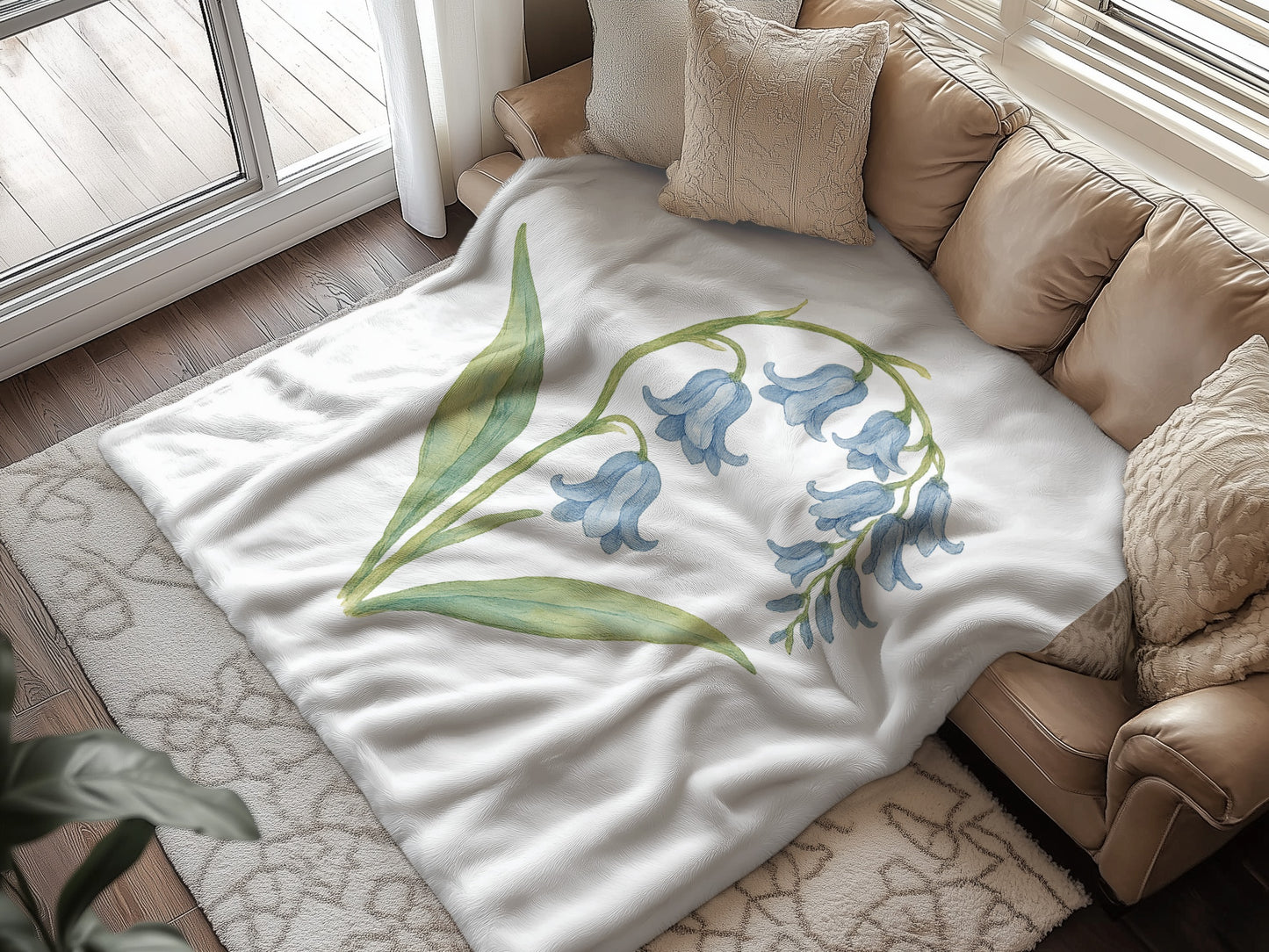 Cozy Throw with Beautiful Bluebell Flower Design product