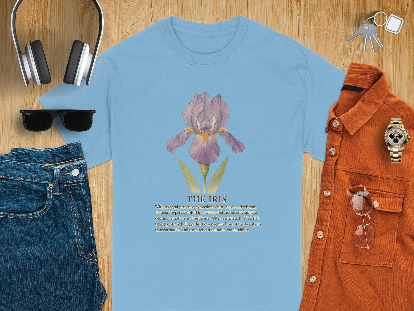 Elegant Graphic Tee with Iris Flower Design product