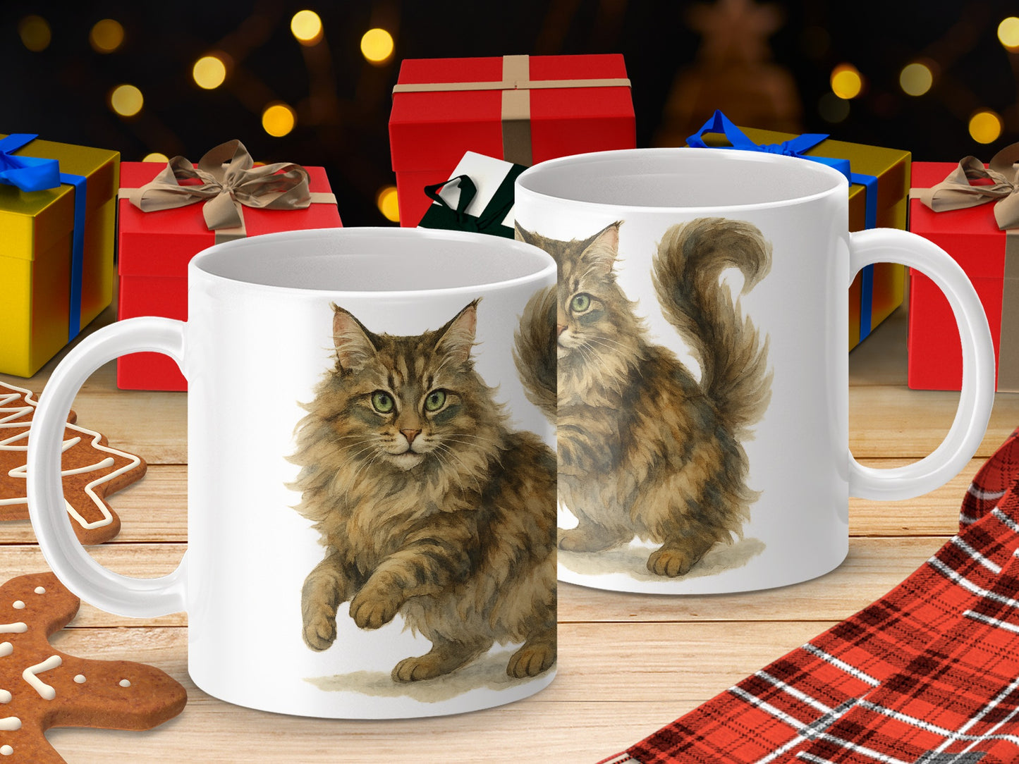 Christmas Gift Cat Print Coffee Mug Holiday product type
