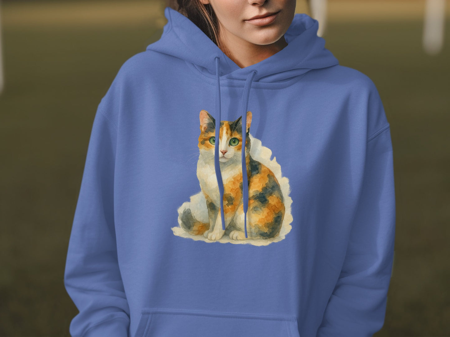 Cute Colorful Cat Print Blue Hoodie product type