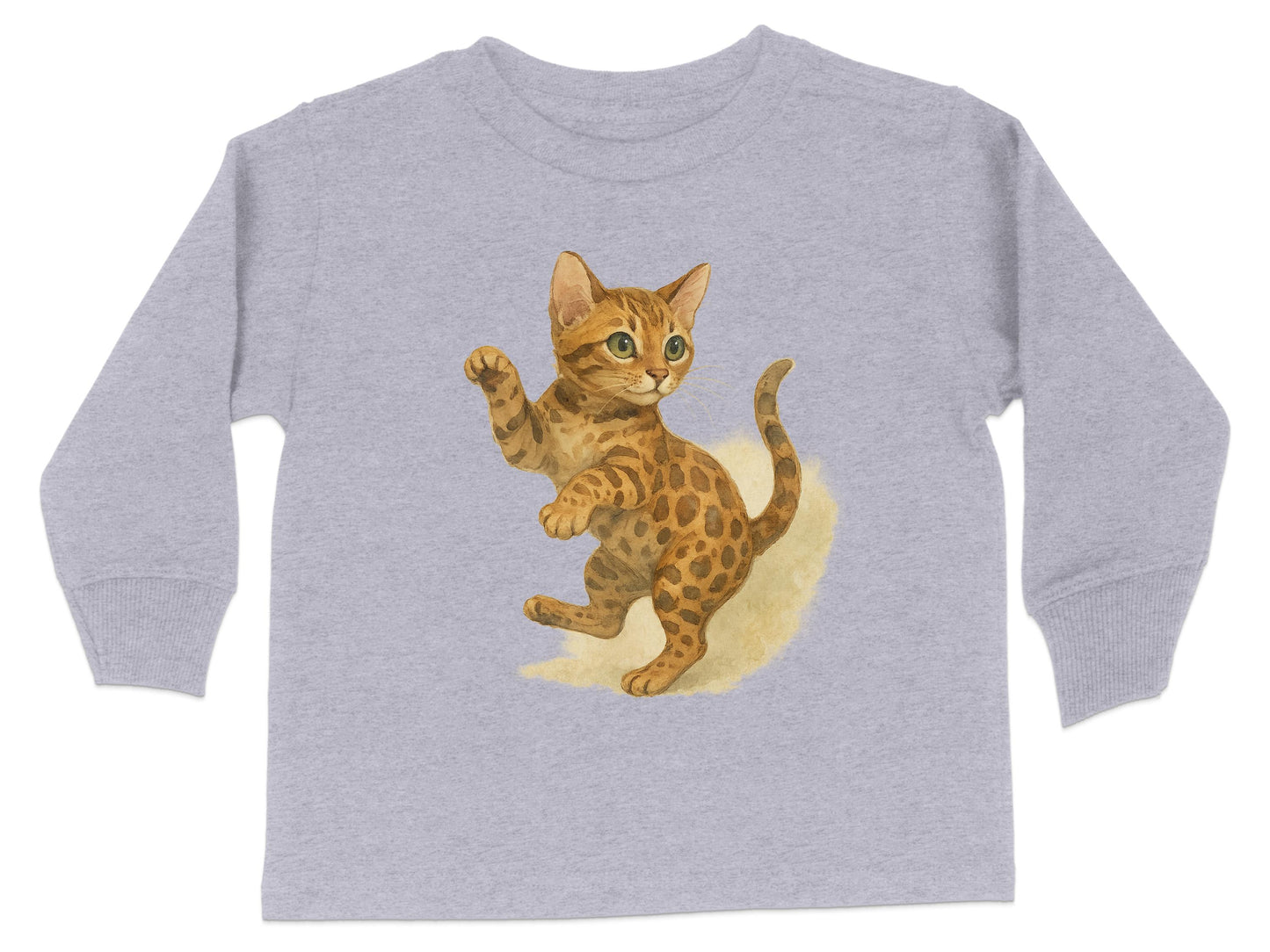 Playful Cheetah Cat Graphic Kids Long Sleeve Shirt product