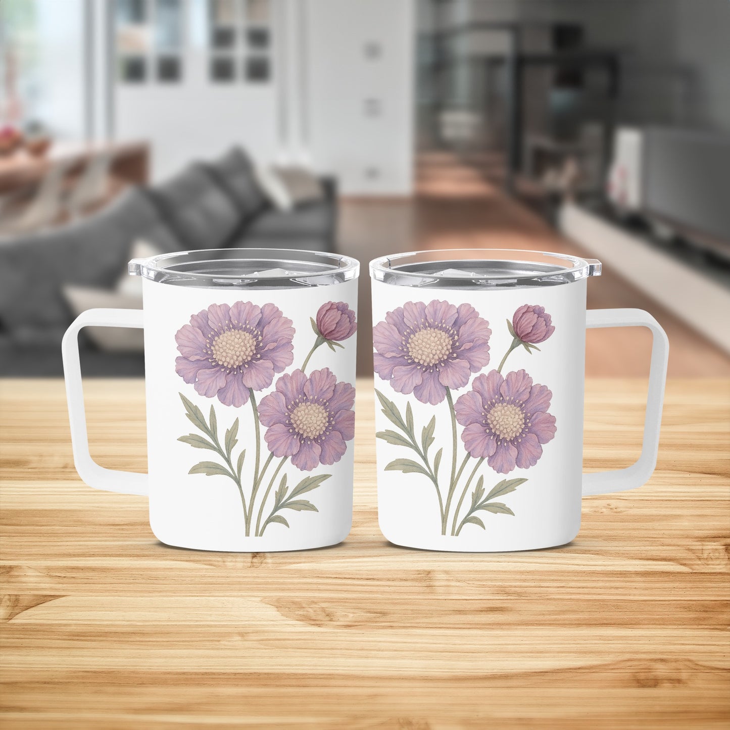 Purple Floral Design Travel Mug Perfect Gift product