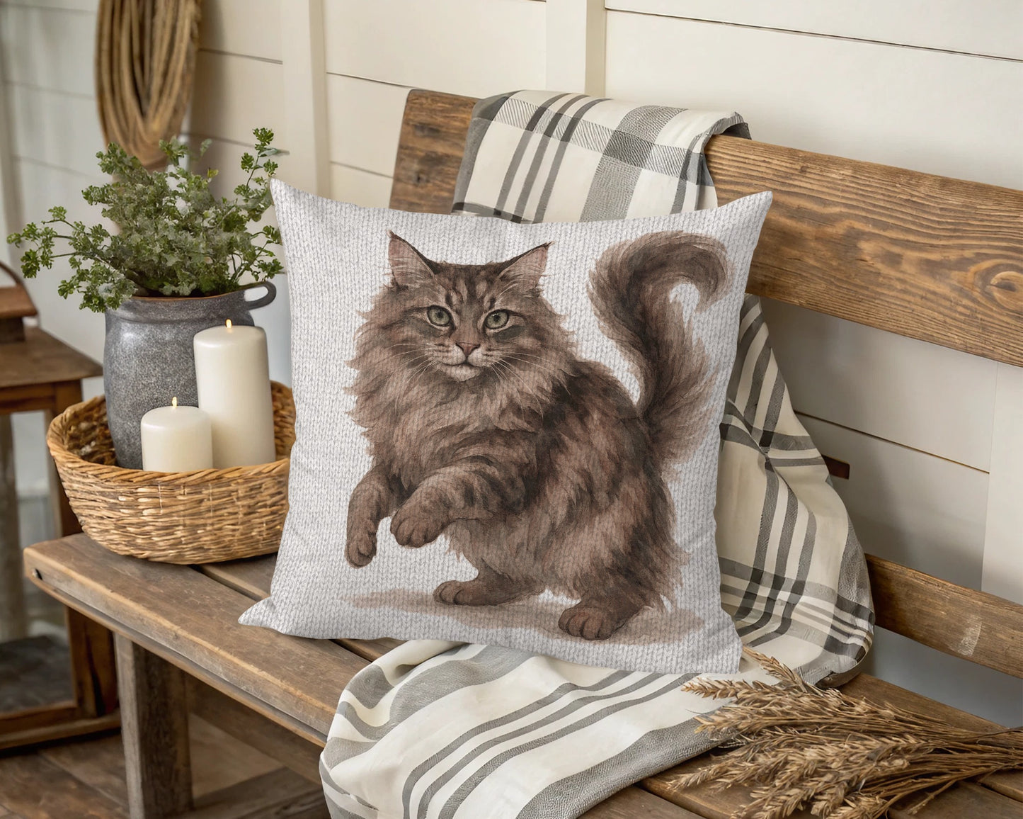 Fluffy Cat Decorative Cushion for Cozy Home Decor product