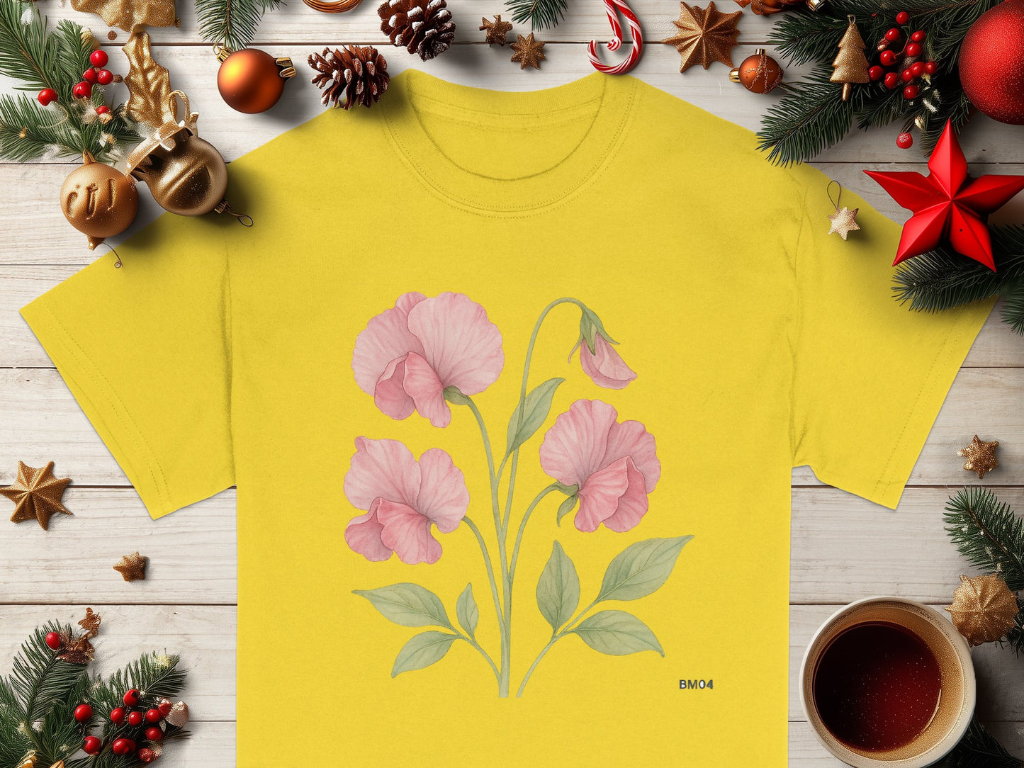 Yellow Festive Floral Graphic T-Shirt product