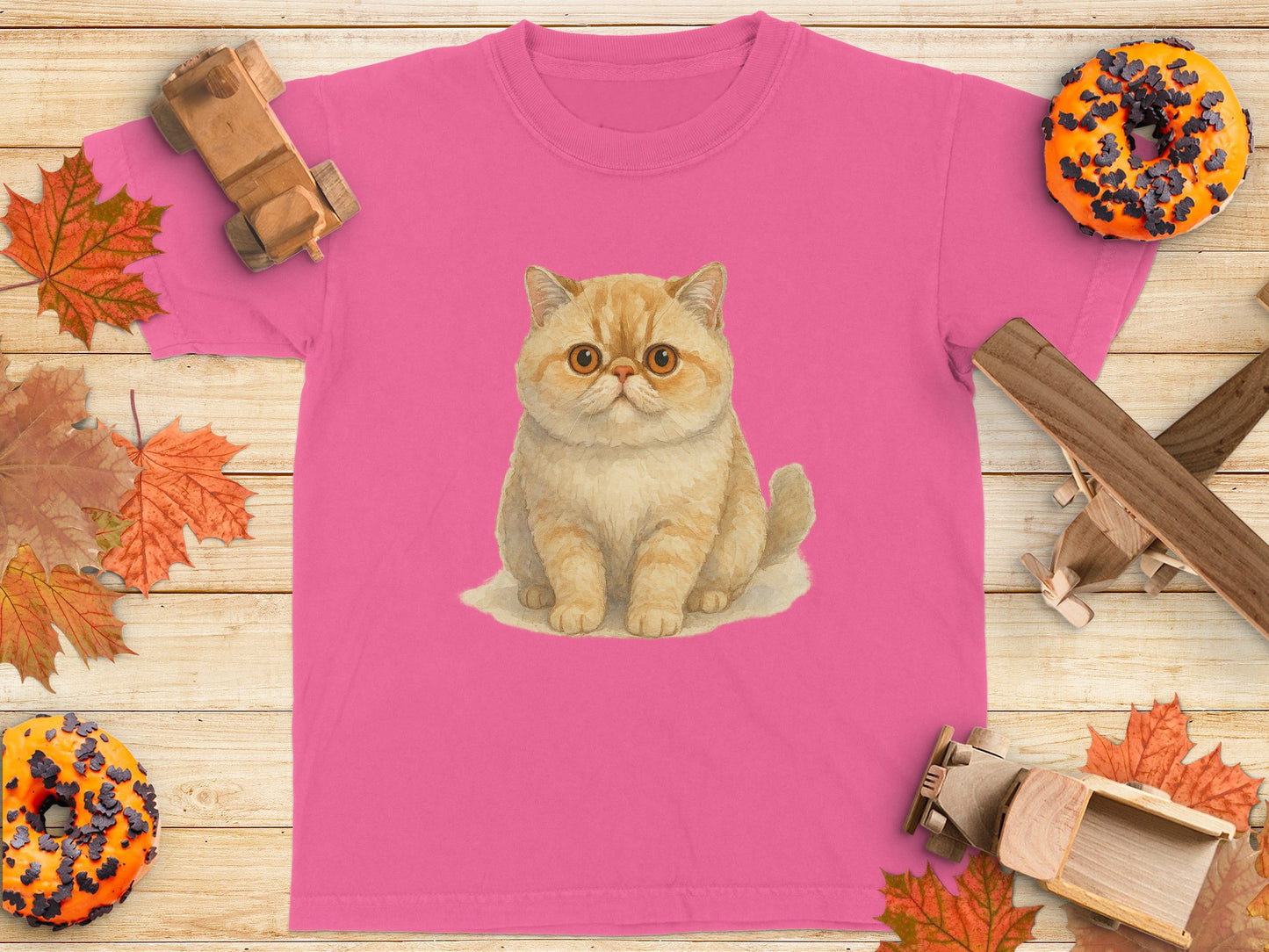 Cute Cat Graphic on Pink Tee Shirt product type