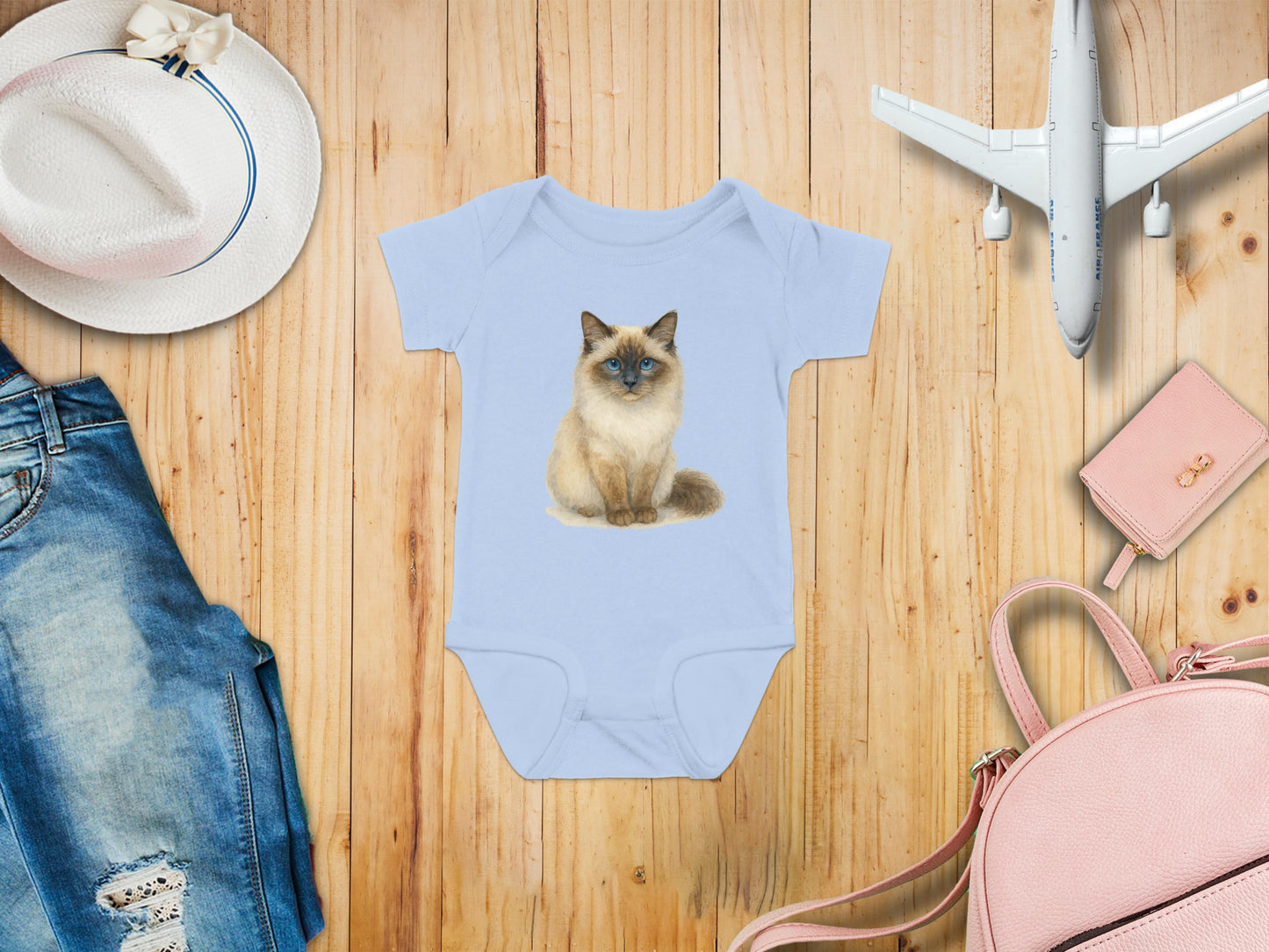 Cute Cat Print Infant Bodysuit for Baby Outfit product